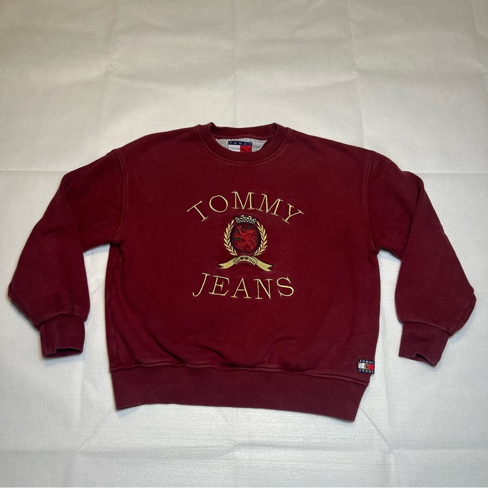TOMMY HILFIGER Burgundy‎ / Red Pullover embroidery